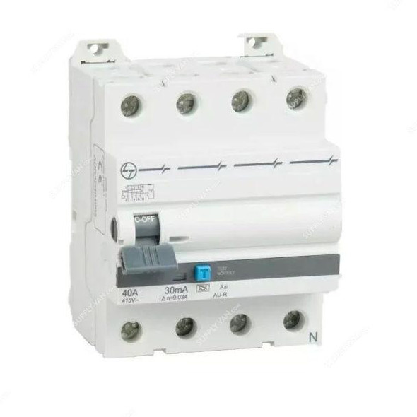 L&T Earth-Leakage Circuit Breaker, AURAC410010, 4 Pole, 240/415V, 100A, 100mA  -    