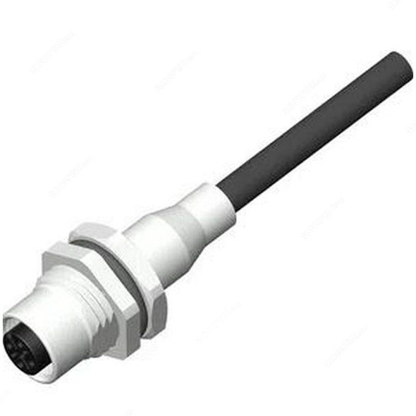 Katlax M12 Female Panel Mount Connector, 5 Pin, M16 x 1.5MM, 0.25 Sq.MM, 1 Mtr Cable Length
