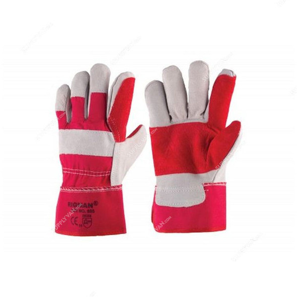 Rigman Working Gloves With Reinforced Double Palm, 555, Size10, Red