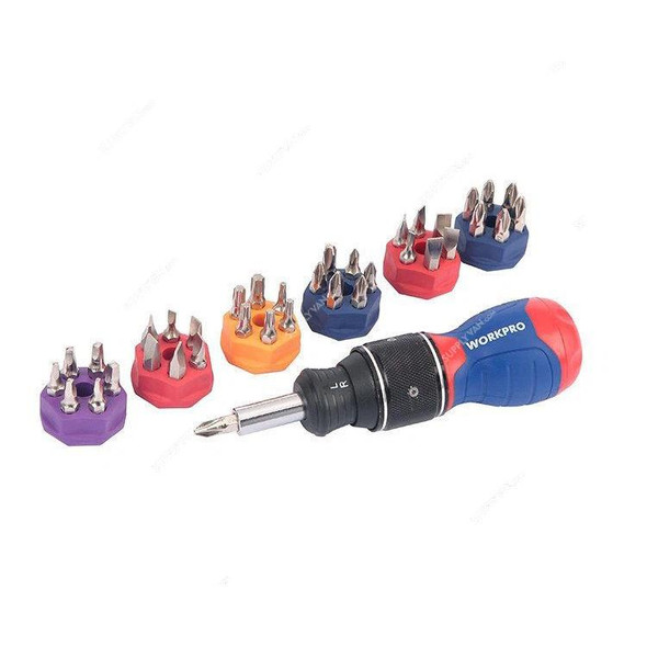 Workpro Double Drive Stubby Ratchet Screwdriver Set, WP221050, 38 Pcs/Set  -    