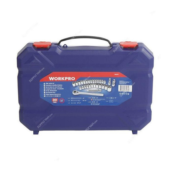 Workpro 6 Point Socket Set, WP202525, 1/2 Inch Drive Size, 30 Pcs/Set  -    