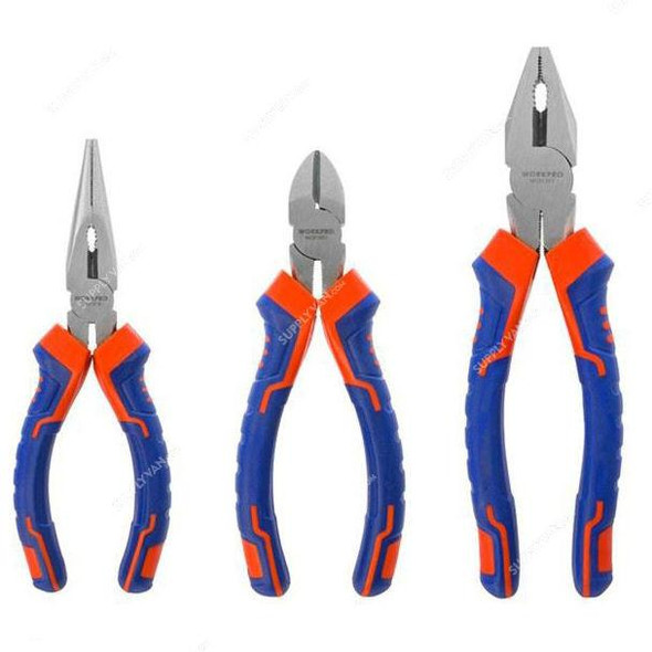 Workpro Plier Set, WP201007, Carbon Steel, 3 Pcs/Set  -    