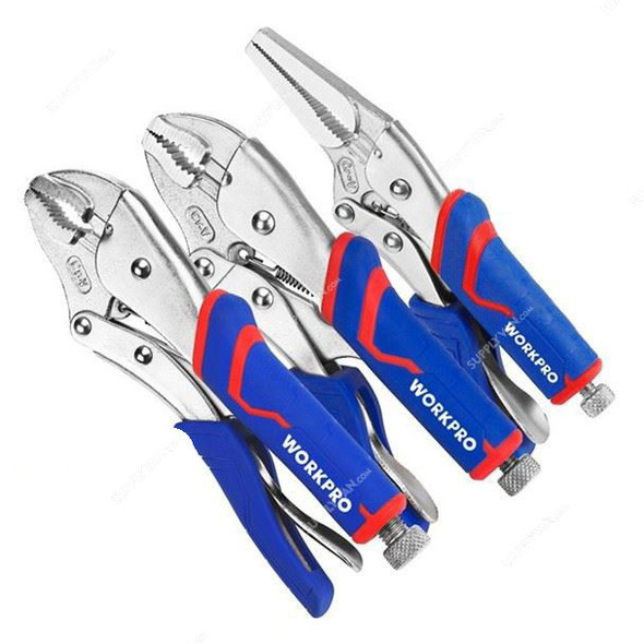 Workpro Locking Plier Set, WP201003, Chrome Vanadium Steel, 3 Pcs/Set