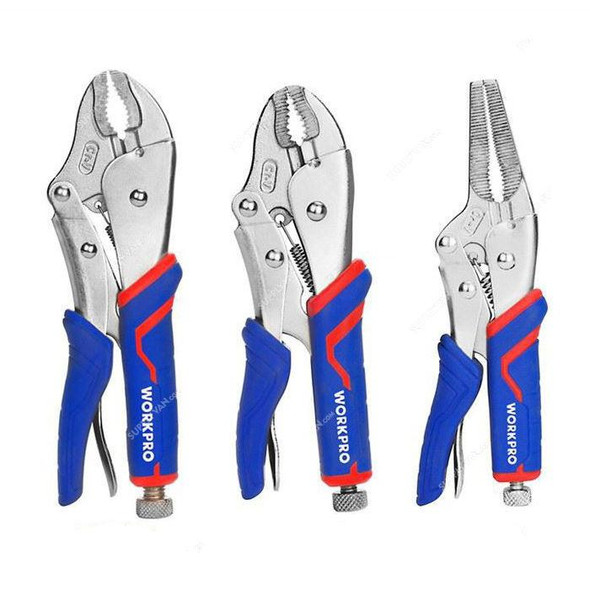 Workpro Locking Plier Set, WP201003, Chrome Vanadium Steel, 3 Pcs/Set  -    