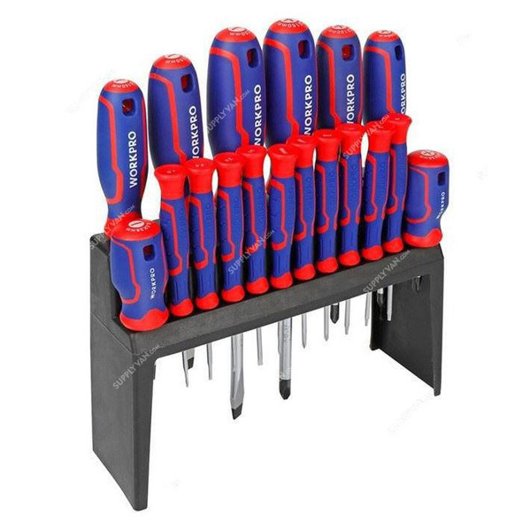 Workpro Screwdriver Set, WP200506, Chrome Vanadium Steel, 18 Pcs/Set  -    