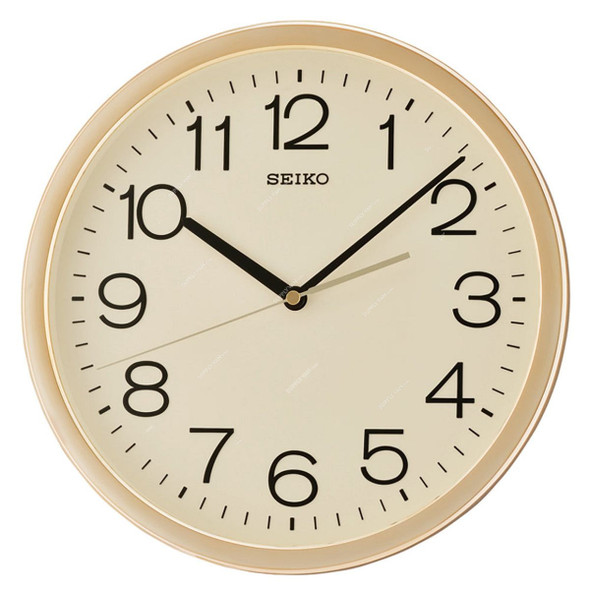Seiko Analog Wall Clock, QXA014A, Plastic, 31.1 x 3.9CM, Gold