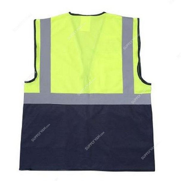 Vaultex Executive Fabric Vest With 5 Pockets, ANS, 100% Polyester, 170 GSM, 3XL, Yellow/Navy Blue  -    