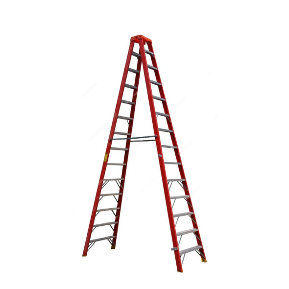Penguin Fibreglass Double Sided Step Ladder, FGDSPT, 14 Steps, 4 Mtrs, 175 Kg Weight Capacity