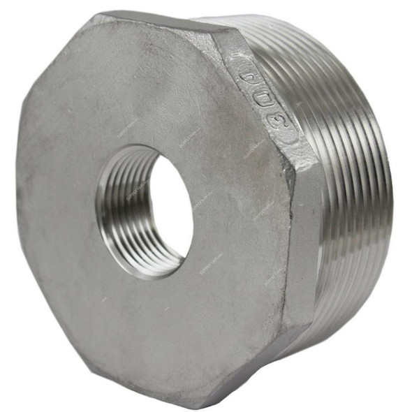 NPT Reducer Bush, CL150, Stainless Steel, Male 1/2 Inch x Female 1/4 Inch  -    