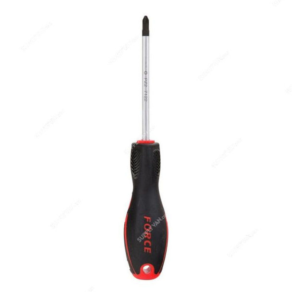 Force Pozidriv Screwdriver, 7122, PZ2 Tip Size x 100MM Blade Length, Red/Black