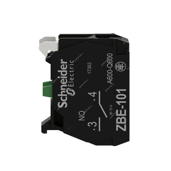 Schneider Electric Single Contact Block, ZBE-101, 1 Pole, 230V, 6A, 1NO, IP20  -    