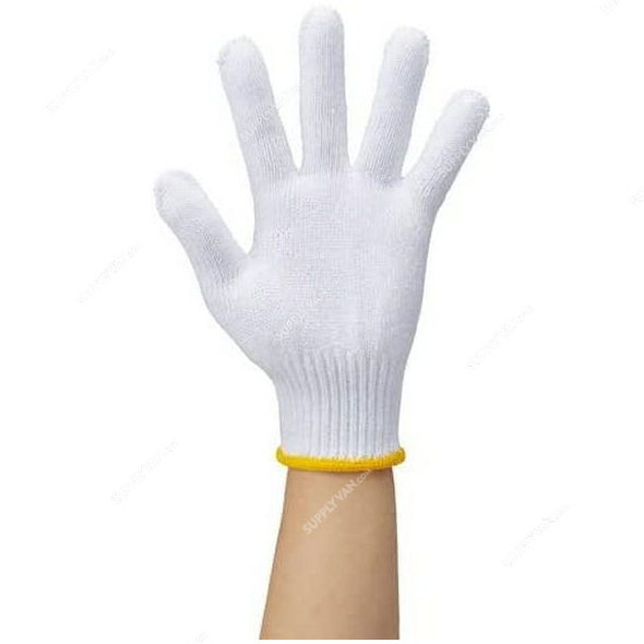 Knitted Gloves, YCG, Cotton, 600GM, Free Size, White, 12 Pairs/Pack