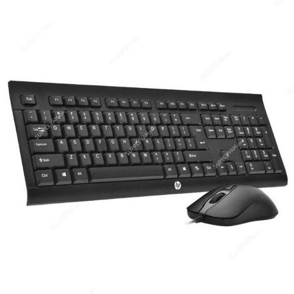 Hp Wired Keyboard/Mouse Set, KM100, English, Black  -    