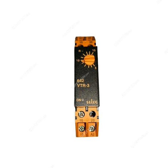 Selec Analog Timer Under Voltage Time Relay, 642VTR-3, 4W, 380-415VAC, 17.5MM
