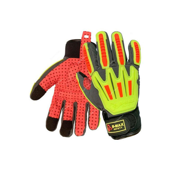 B-Max Cut Level 5 Dotted Palm Safety Gloves, BM2008-A, M, Red/Black  -    