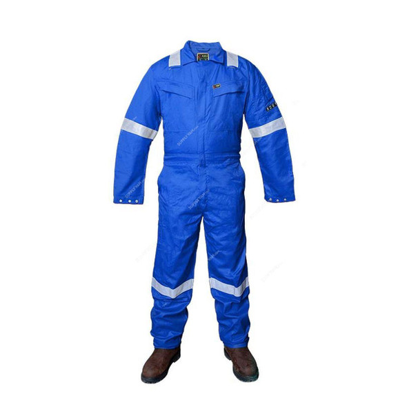 B-Max Inherant Fire Retardant Work Coverall, BM7286, 100% Cotton, 180 GSM, L, Royal Blue  -    