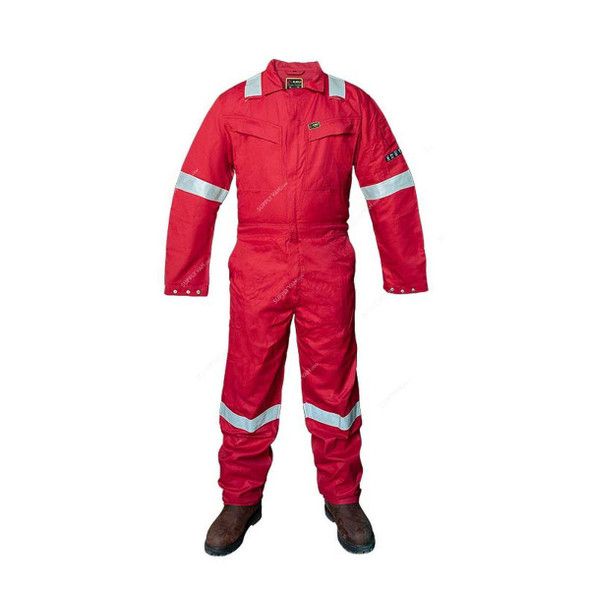 B-Max Flame Resistant Work Coverall, BM1109F, 100% Cotton, 220-240 GSM, L, Red  -    