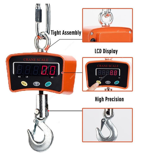 Hanging Digital Weighing Scale, LED, 1000 Kg Weight Capacity  -    