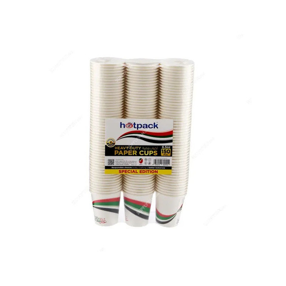 Hotpack Heavy Duty Paper Cup, 6.5 Oz Capacity, 150 Pcs/Pack