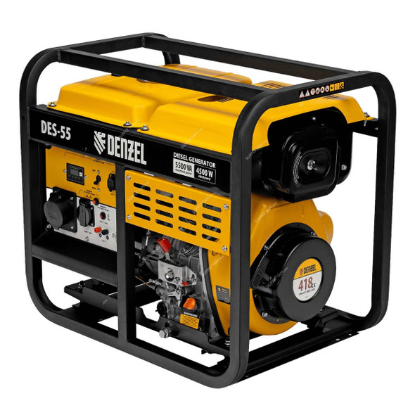 Denzel Manual Start Diesel Generator, DES-55, 5500W, 4-Stroke, 418CC, 9 HP, 11 Ltrs Fuel Tank Capacity