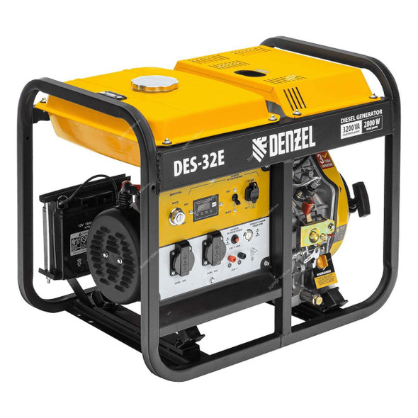 Denzel Electric Start Diesel Generator, DES-32E, 3200W, 4-Stroke, 296CC, 5.5 HP, 11 Ltrs Fuel Tank Capacity  -    