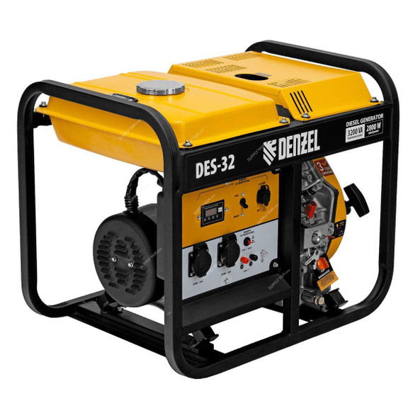 Denzel Manual Start Diesel Generator, DES-32, 3200W, 4-Stroke, 296CC, 5.5 HP, 11 Ltrs Fuel Tank Capacity  -    