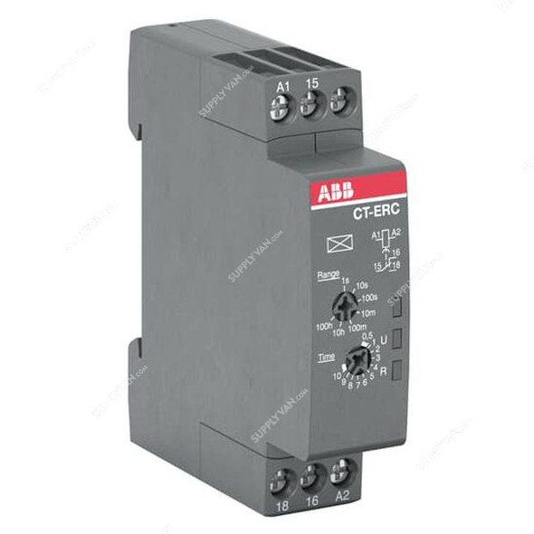 Abb Electronic On Delay Timer Relay, CT-ERC-12, 24-240VAC, 4A, IP50