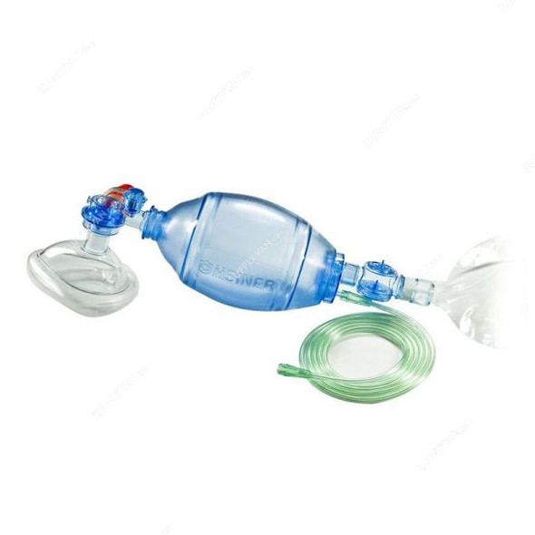 Hsiner Adult Manual Resuscitator Bag, 60111, PVC, 1500ML Capacity, Clear/Blue