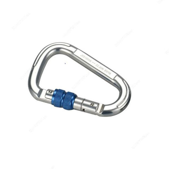 Jech Manual Locking Carabiner, JE525030A, Aluminium, Silver
