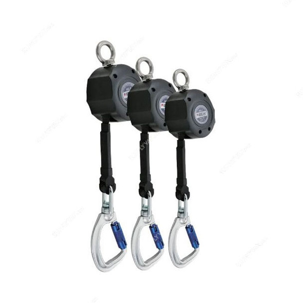 Jech Self Retractable Fall Arrester, SRL-15, ABS, 15 Mtrs Length, 100 Kg Weight Capacity, Black
