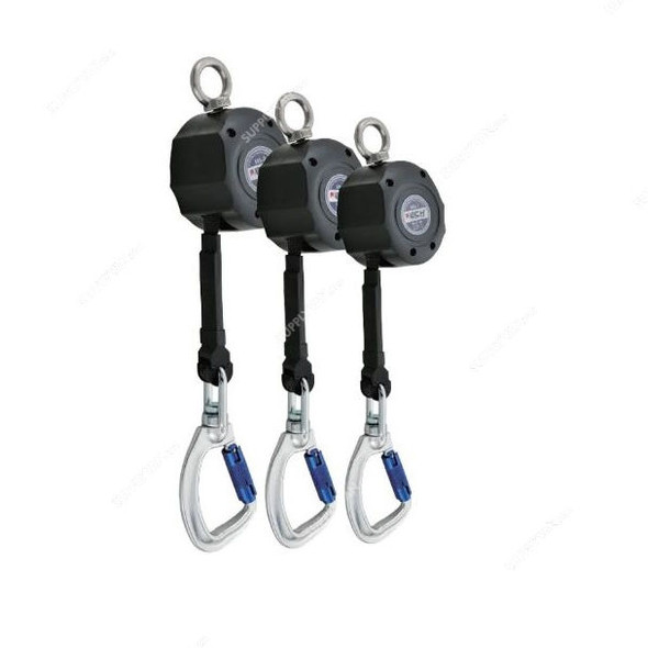 Jech Self Retractable Fall Arrester, SRL-6, ABS, 6 Mtrs Length, 100 Kg Weight Capacity, Black