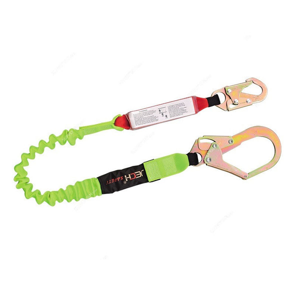 Jech U Shape Webbing Fall Arrest Lanyard, JE311237N, Polyester, Black/Green