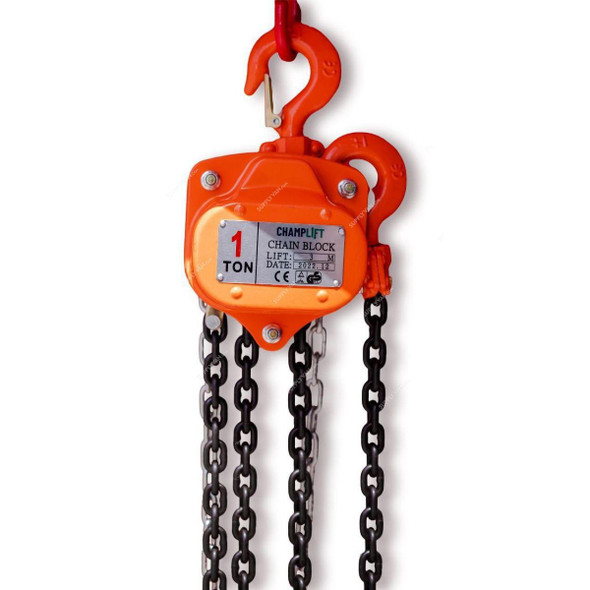 Champlift Chain Block, CB1T, 3 Mtrs Standard Lift, 1 Ton Weight Capacity  -    