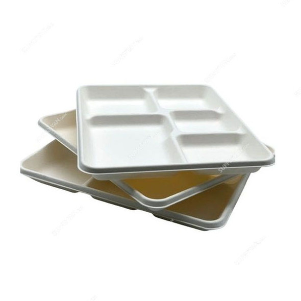 Dfac Pack 5 Compartment Bio-Degradable Tray, 1 Inch Height x 8.5 Inch Width x 12.5 Inch Length, 500 Pcs/Carton