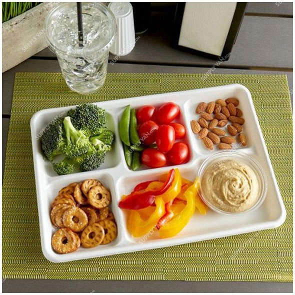 Dfac Pack 5 Compartment Bio-Degradable Tray, 1 Inch Height x 8.5 Inch Width x 12.5 Inch Length, 500 Pcs/Carton  -     Dfac Pack 5 Compartment Bio-Degradable Tray, 1 Inch Height x 8.5 Inch Width x 12.5 Inch Length, 500 Pcs/Carton  -