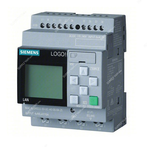 Siemens LOGO 230RCE Logic Module With Display, 6ED1052-1FB08-0BA1, 115-230VAC/DC, 10A