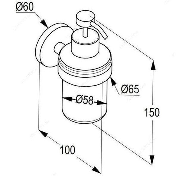 Kludi Rak Wall Mounted Liquid Soap Dispenser, RAK21033, Glass, 200ML, Chrome  -    