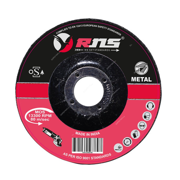 Rns Standard Metal Grinding Disc, 6MM Thk, 22.23MM Bore Dia x 180MM Disc Dia, 25 Pcs/Pack