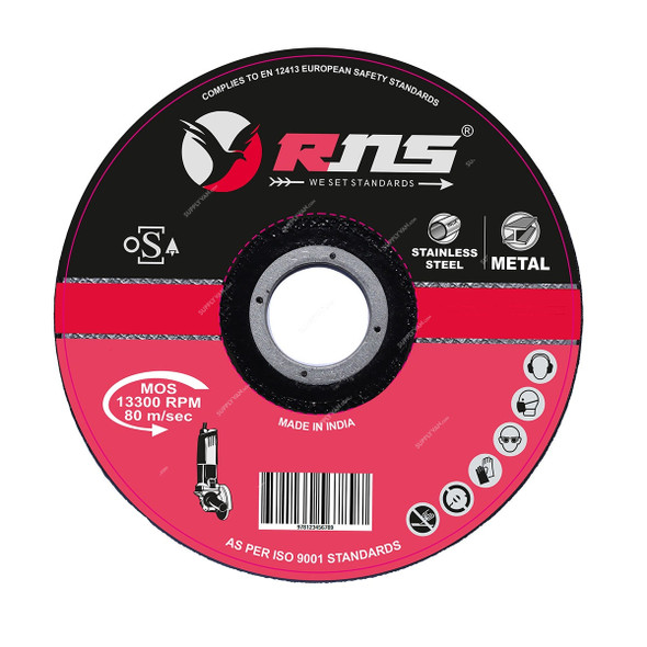 Rns Standard Inox Cutting Disc, 1MM Thk, 22.23MM Bore Dia x 115MM Disc Dia, 50 Pcs/Pack