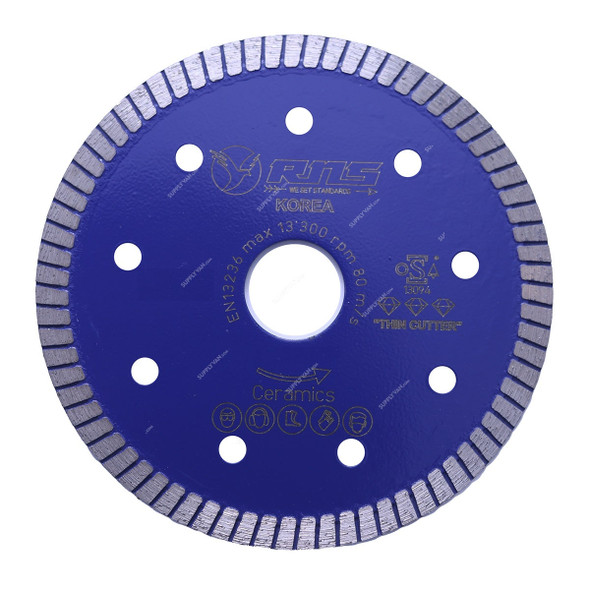 Rns Ceramics Diamond Cutting Blade, Turbo, 13300 RPM, 7 Inch Dia