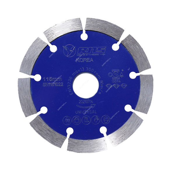 Rns Universal Diamond Cutting Blade, Segmented, 13300 RPM, 4.5 Inch Dia