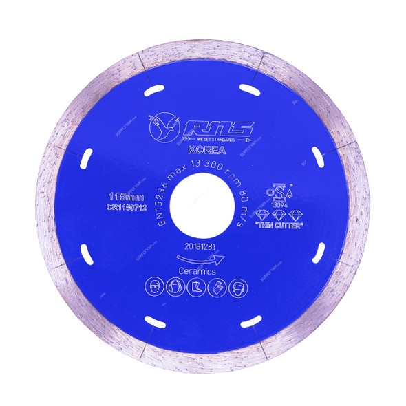 Rns Ceramics Diamond Cutting Blade, Continuous Rim, 13300 RPM, 4.5 Inch Dia