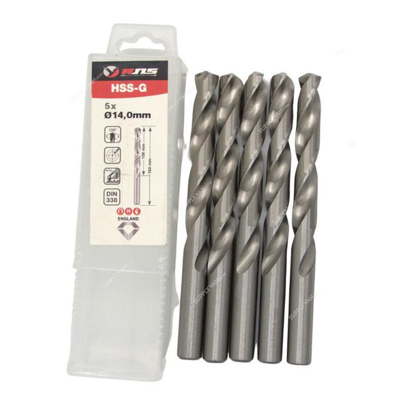 Rns HSS-G Twist Drill Bit, 4341, Eco, 14MM Dia, 5 Pcs/Pack  -    