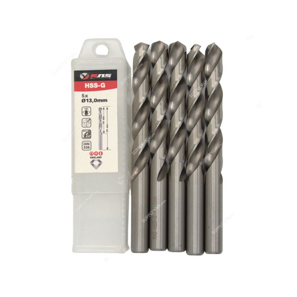 Rns HSS-G Twist Drill Bit, 4341, Eco, 13MM Dia, 5 Pcs/Pack