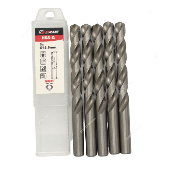 Rns HSS-G Twist Drill Bit, 4341, Eco, 12.5MM Dia, 5 Pcs/Pack