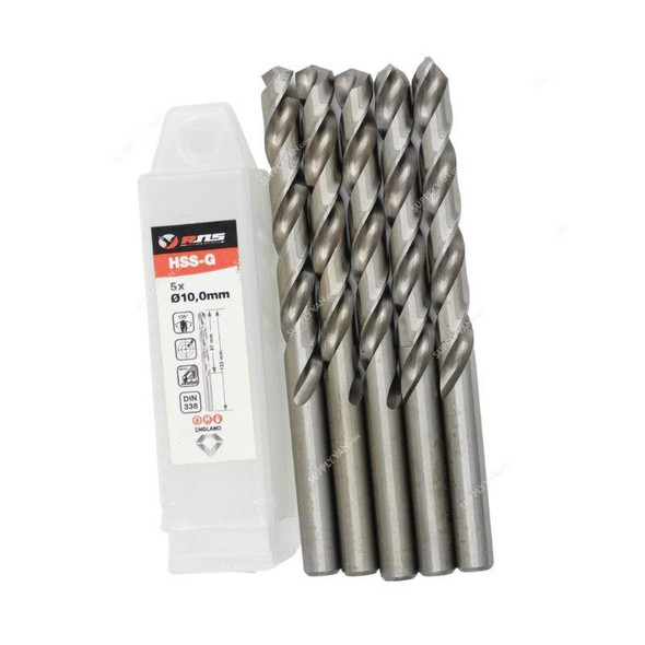 Rns HSS-G Twist Drill Bit, 4341, Eco, 10MM Dia, 5 Pcs/Pack  -    