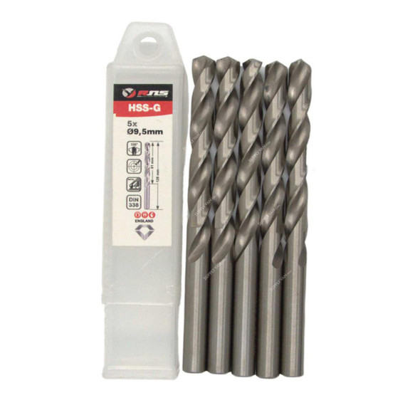 Rns HSS-G Twist Drill Bit, 4341, Eco, 9.5MM Dia, 5 Pcs/Pack  -    