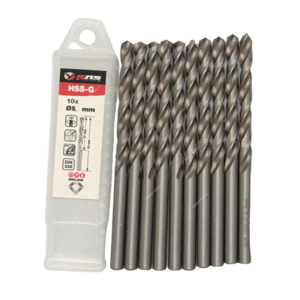 Rns HSS-G Twist Drill Bit, 4341, Eco, 5MM Dia, 10 Pcs/Pack  -    