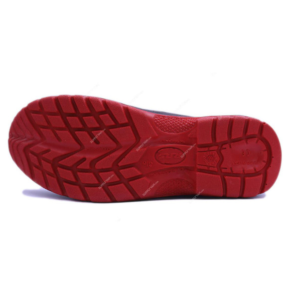 Rns High Ankle Steel Toe Safety Shoes, 1115, Williams, Size47, Split Leather, Black/Red  -    