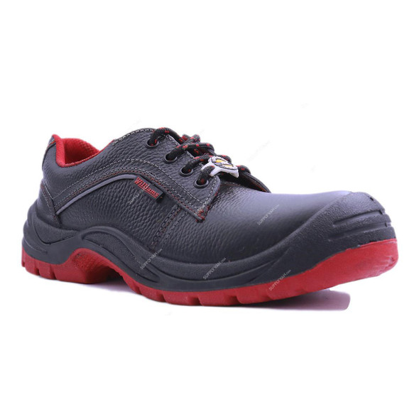 Rns Low Ankle Steel Toe Safety Shoes, 1114, Williams, Size43, Split Leather, Black/Red  -    